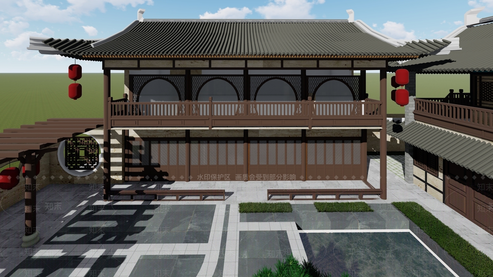 中式四合院SU模型下载【ID:395725255】
