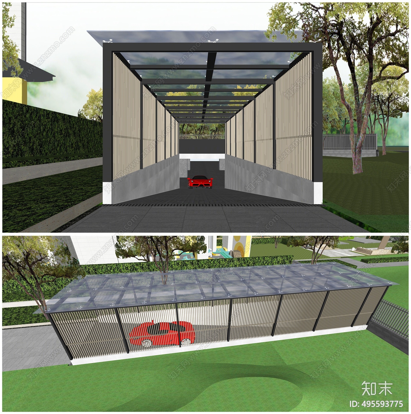 现代地下车库出入口SU模型下载【ID:495593775】
