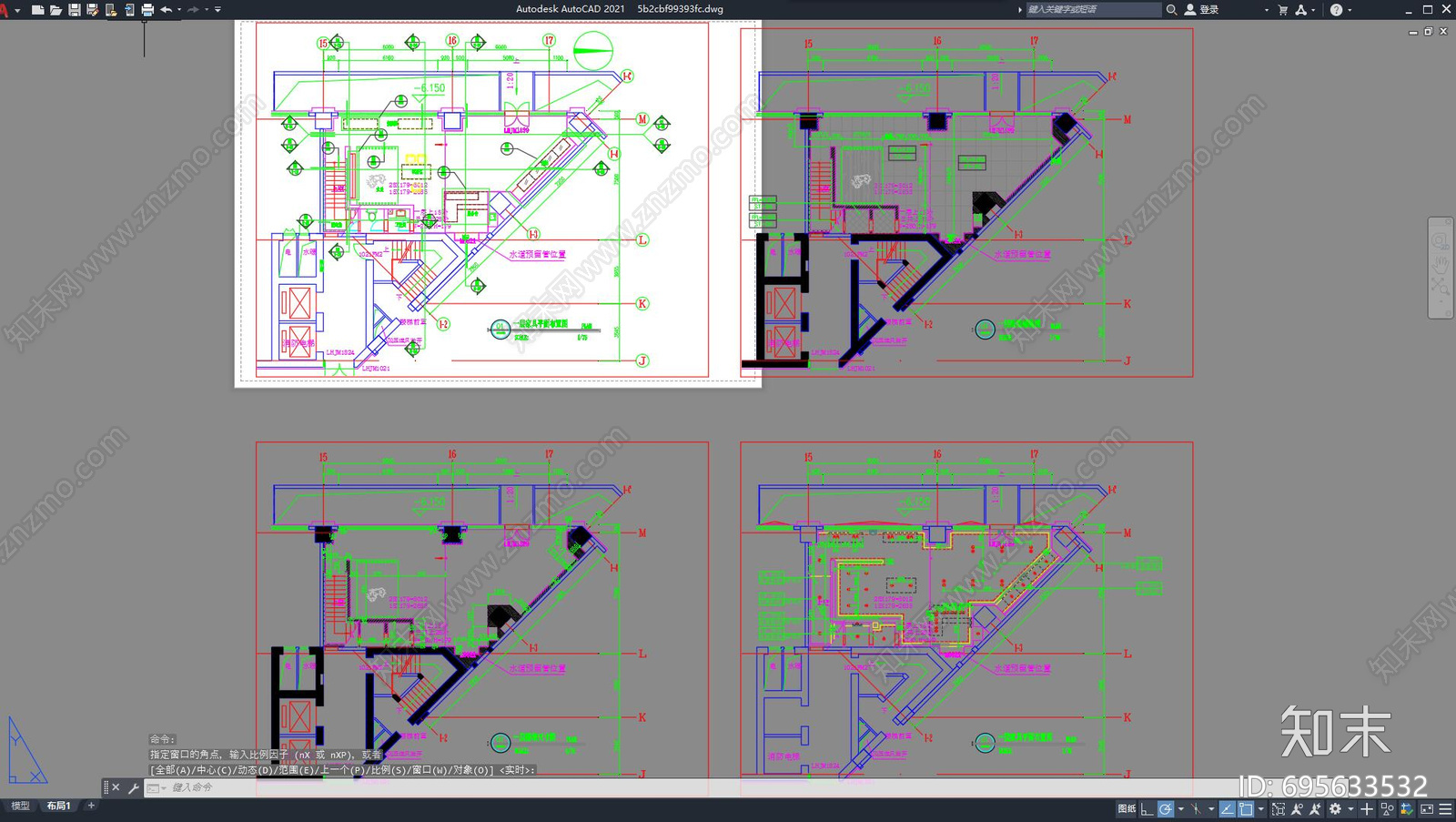 传统中式会所空间设计CAD图纸施工图下载【ID:695633532】