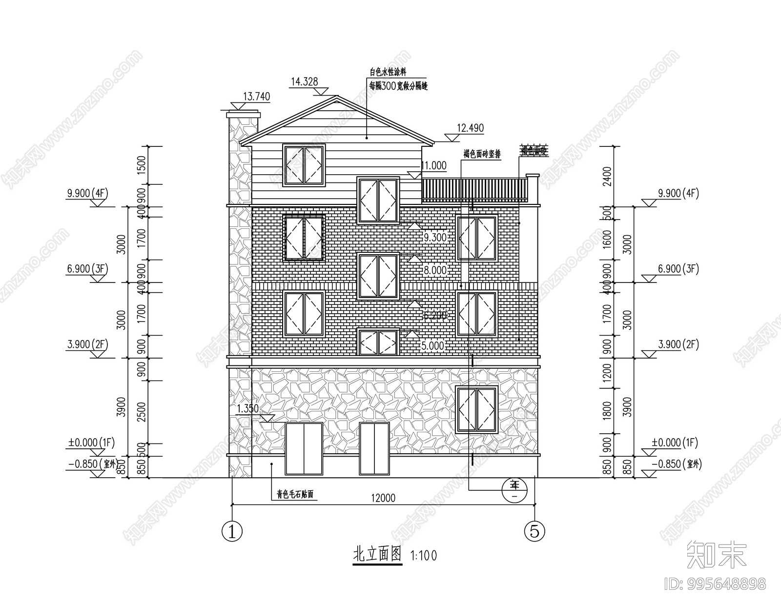 欧式简约别墅建筑cad施工图下载【ID:995648898】