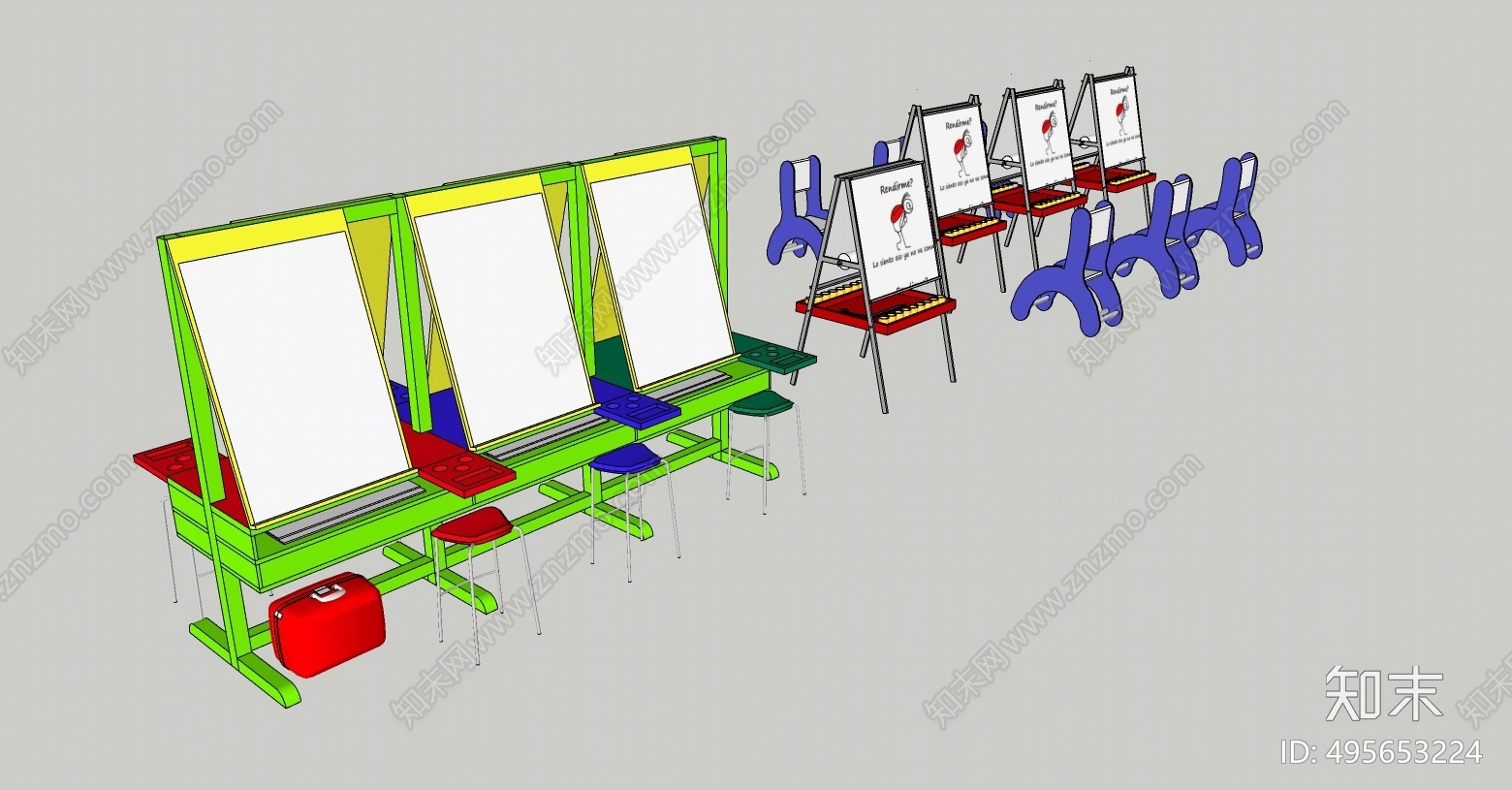 现代儿童画板SU模型下载【ID:495653224】