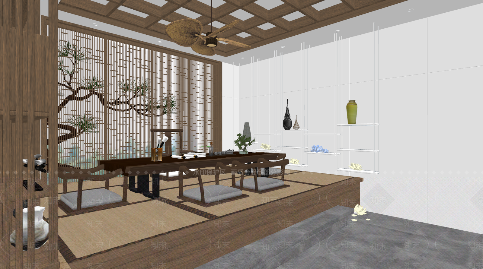 日式茶室SU模型下载【ID:995656341】