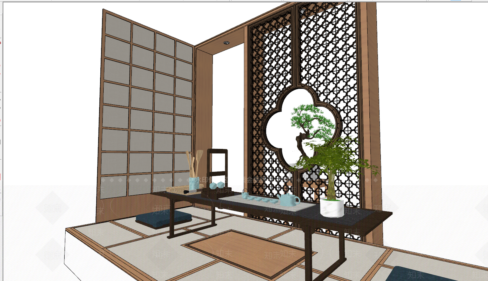日式茶室SU模型下载【ID:995657313】