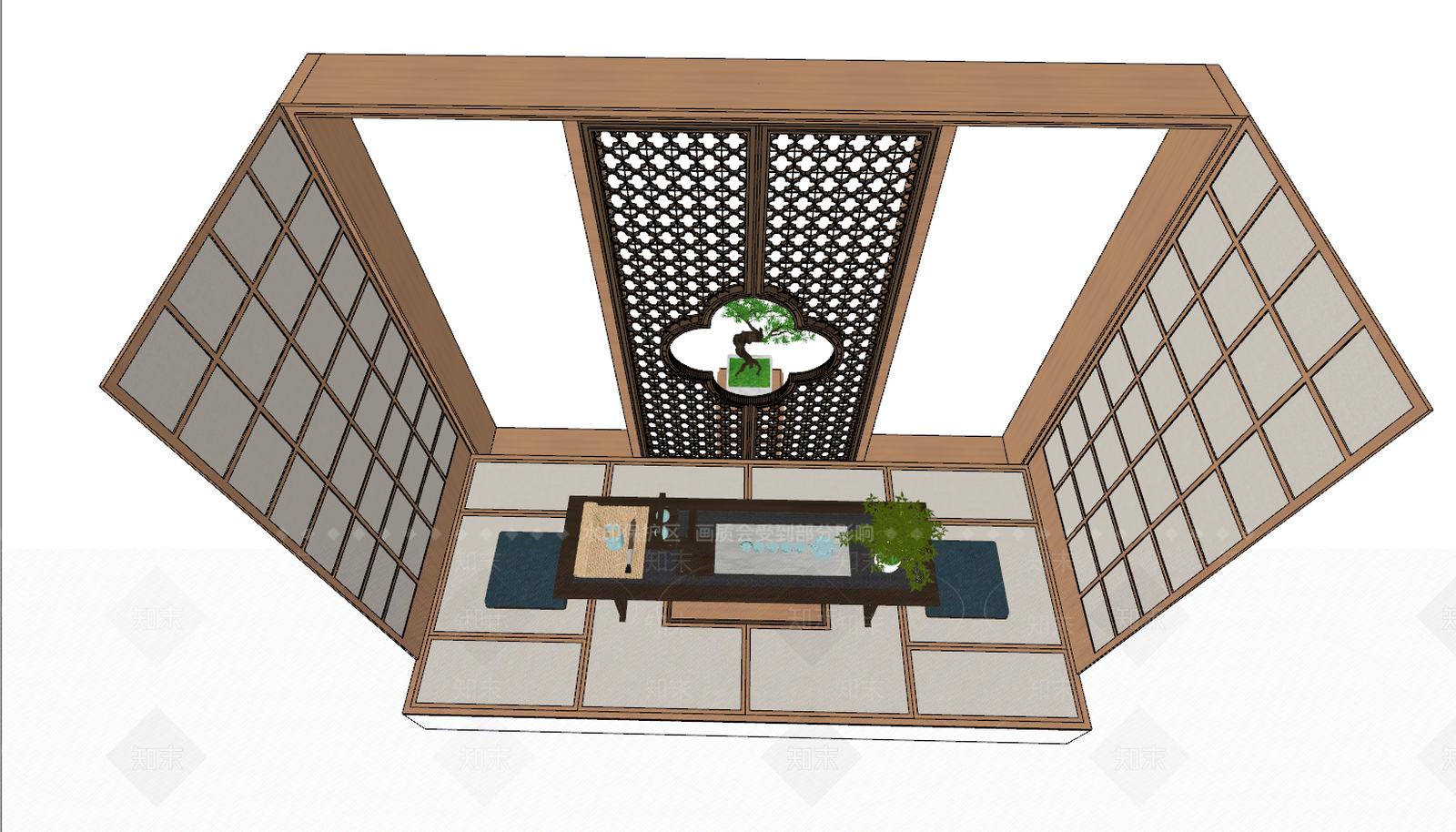 日式茶室SU模型下载【ID:995657313】