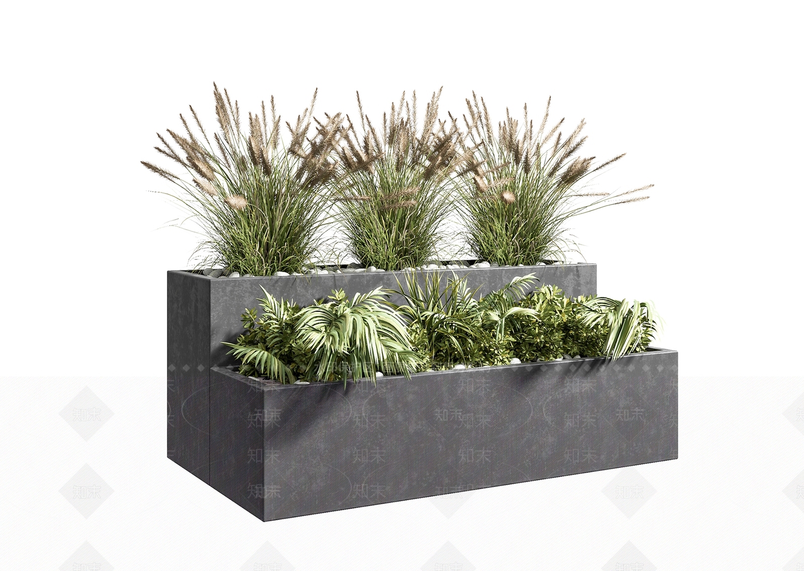 现代植物盆钵3D模型下载【ID:395660868】