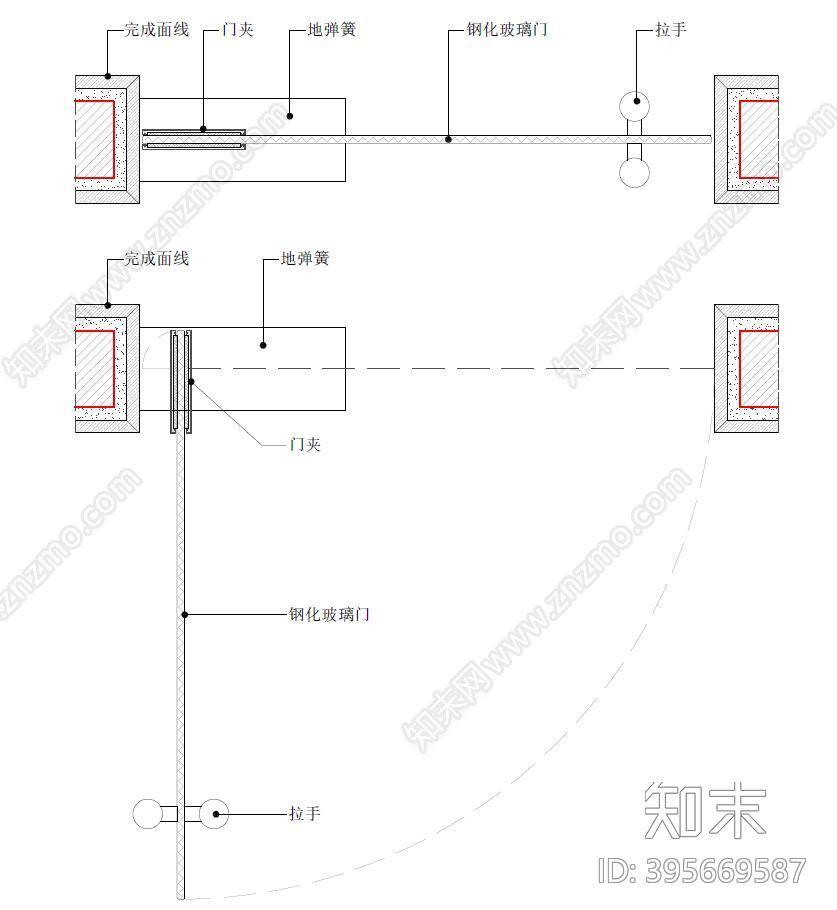 地弹簧玻璃门节点图施工图下载【ID:395669587】