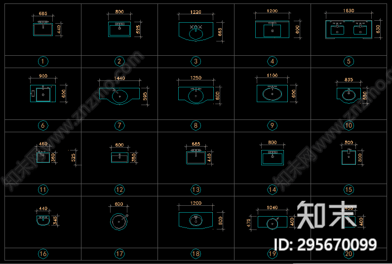 卫生间洁具大全cad施工图下载【ID:295670099】