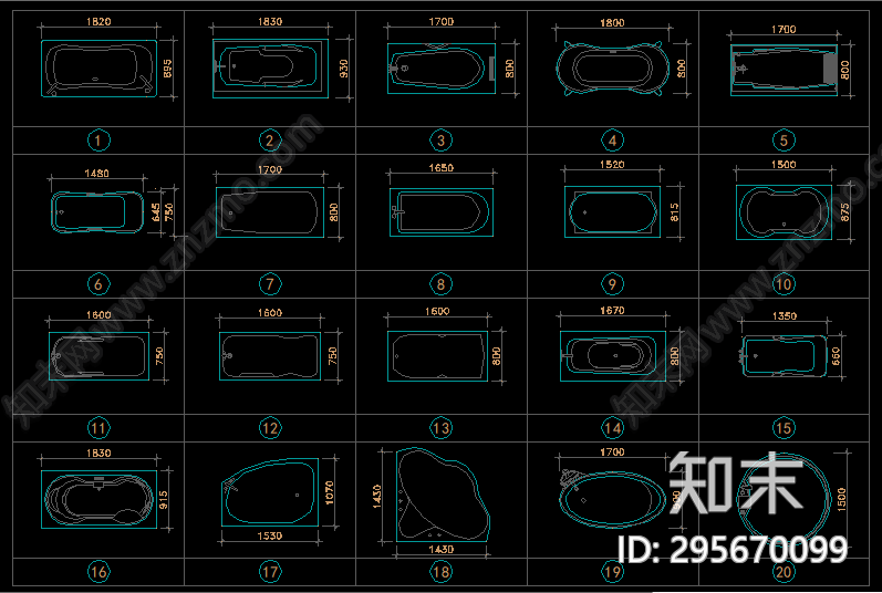 卫生间洁具大全cad施工图下载【ID:295670099】