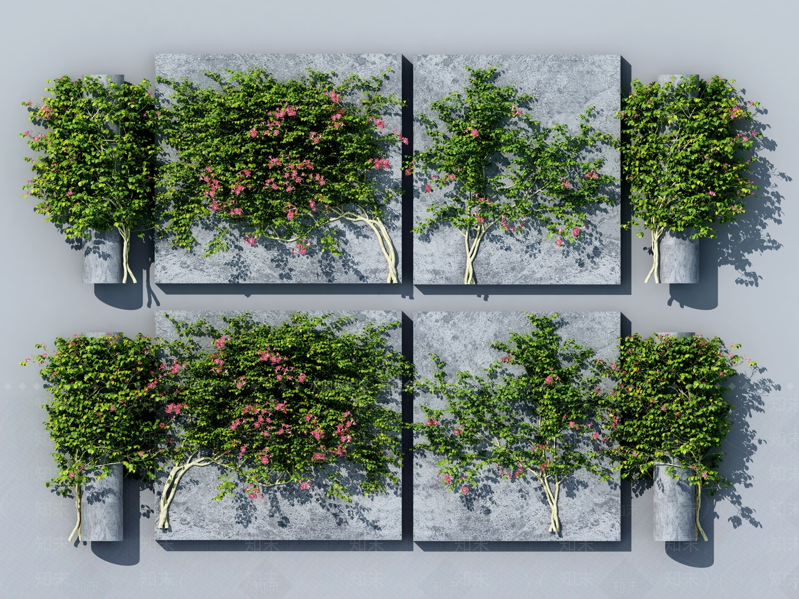 现代绿植墙3D模型下载【ID:495678202】