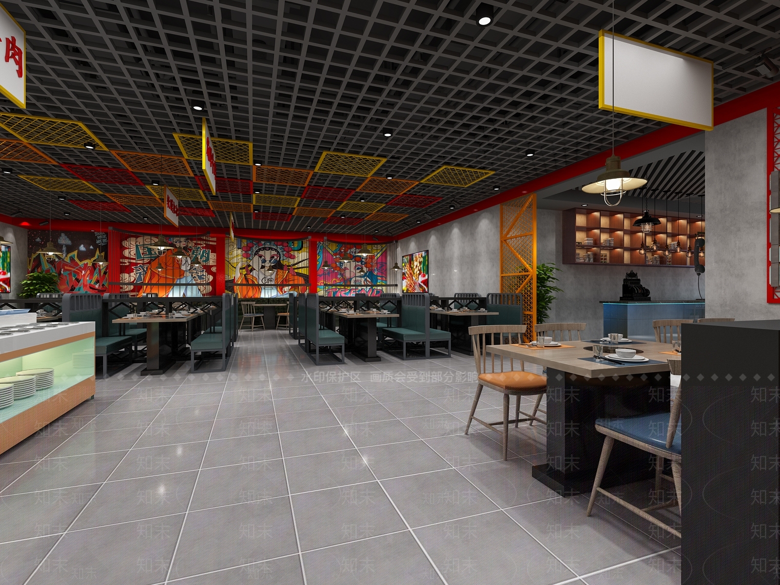 工业风火锅店3D模型下载【ID:395684234】