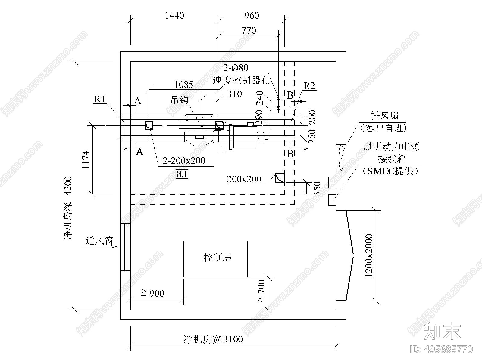 施工人货梯尺寸平面图图片