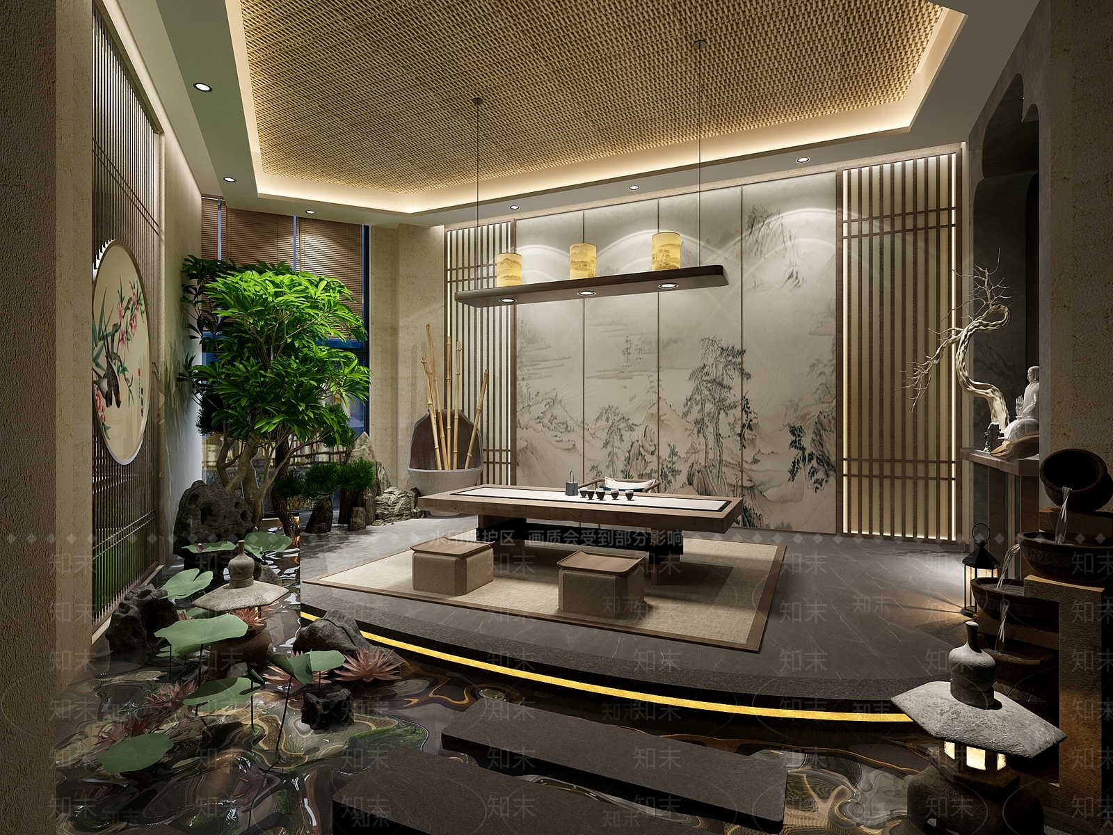 新中式茶吧3D模型下载【ID:795689114】