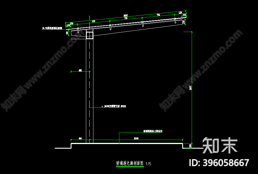 玻璃透光廊架cad施工图下载【ID:396058667】