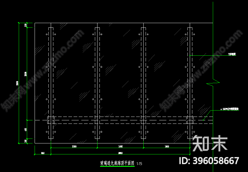 玻璃透光廊架cad施工图下载【ID:396058667】