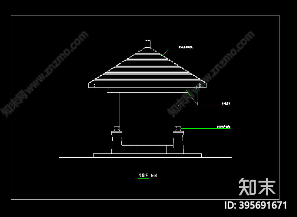 中式木亭节点图cad施工图下载【ID:395691671】