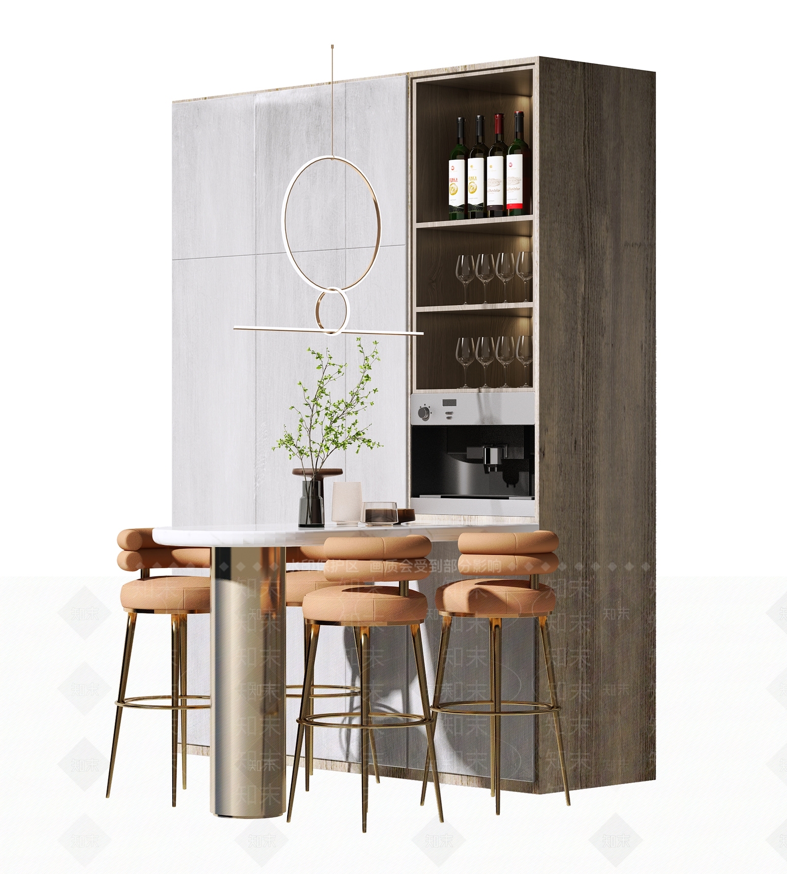 现代酒柜吧台3D模型下载【ID:995697028】