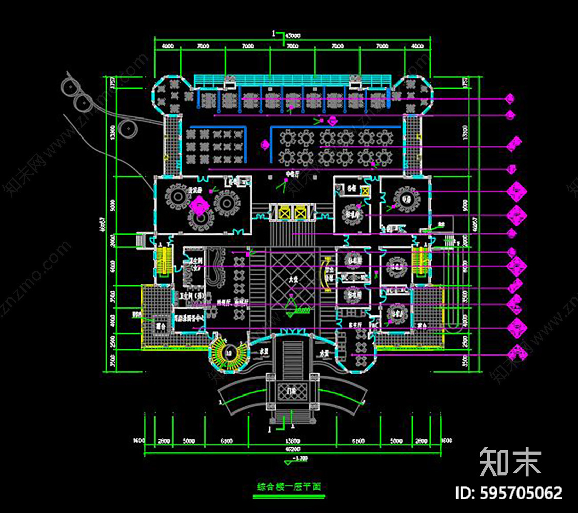 新中式酒楼餐饮空间装修图cad施工图下载【ID:595705062】