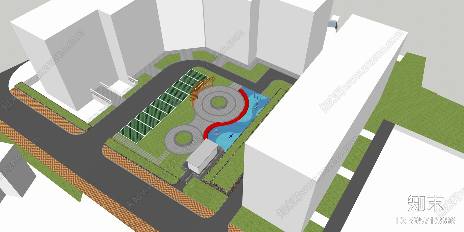 现代广场景观SU模型下载【ID:595716886】