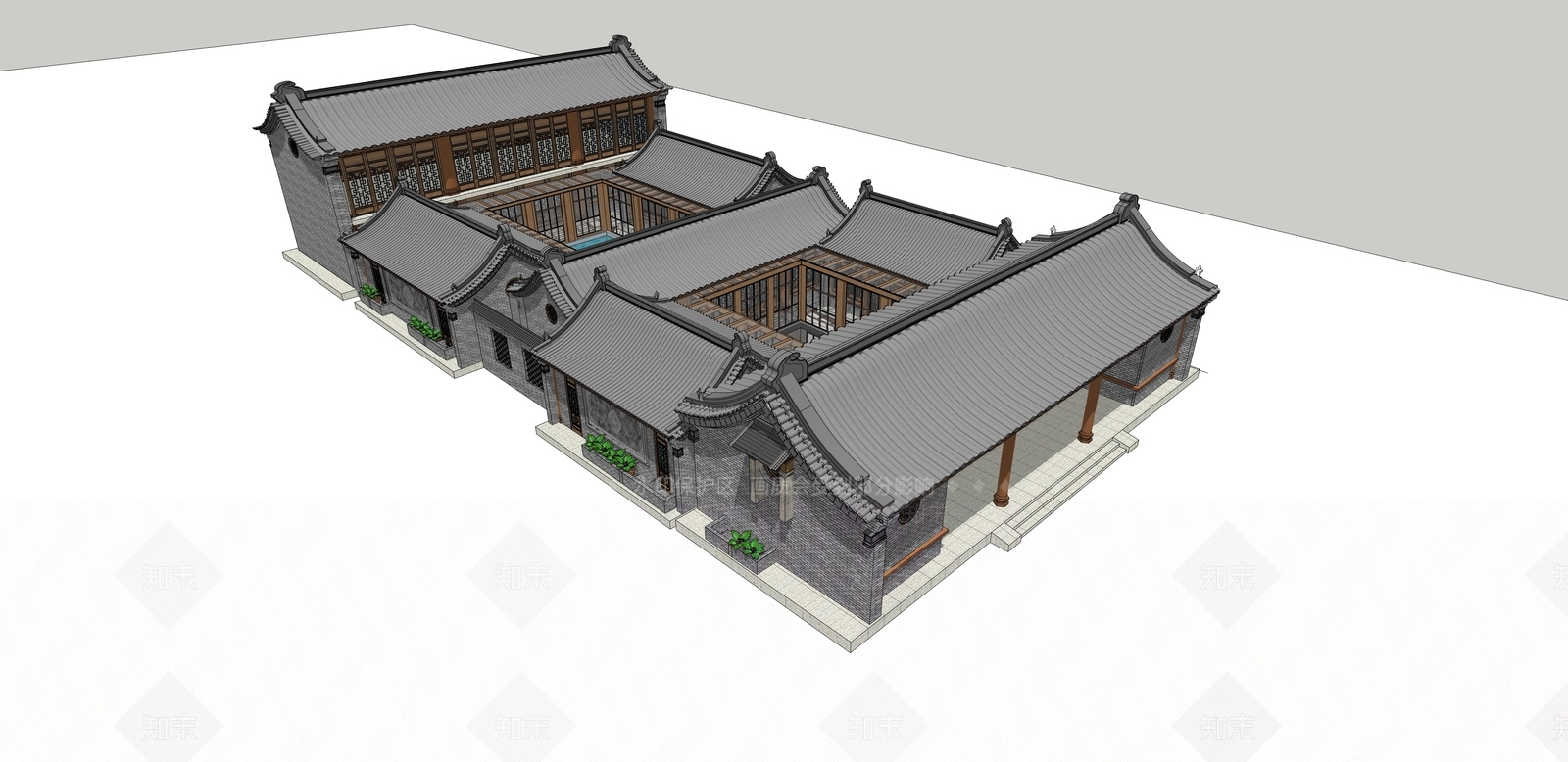 中式四合院SU模型下载【ID:395717283】