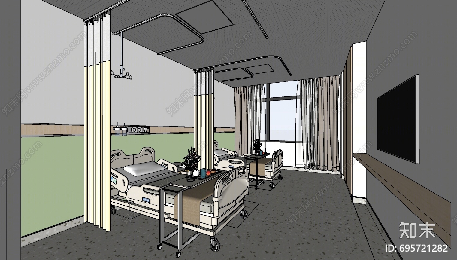 现代医院病房SU模型下载【ID:695721282】