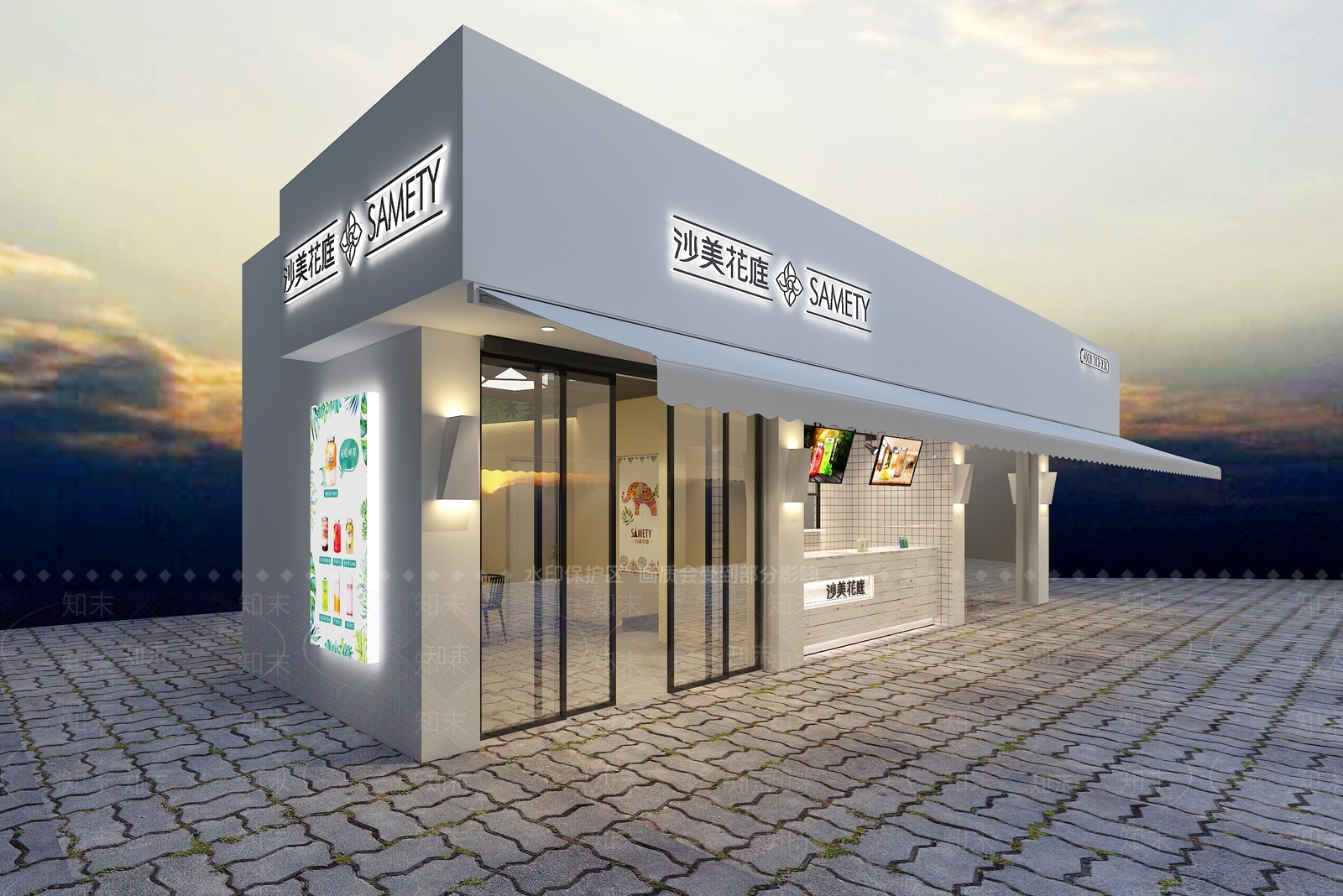 现代奶茶咖啡店3D模型下载【ID:395726413】