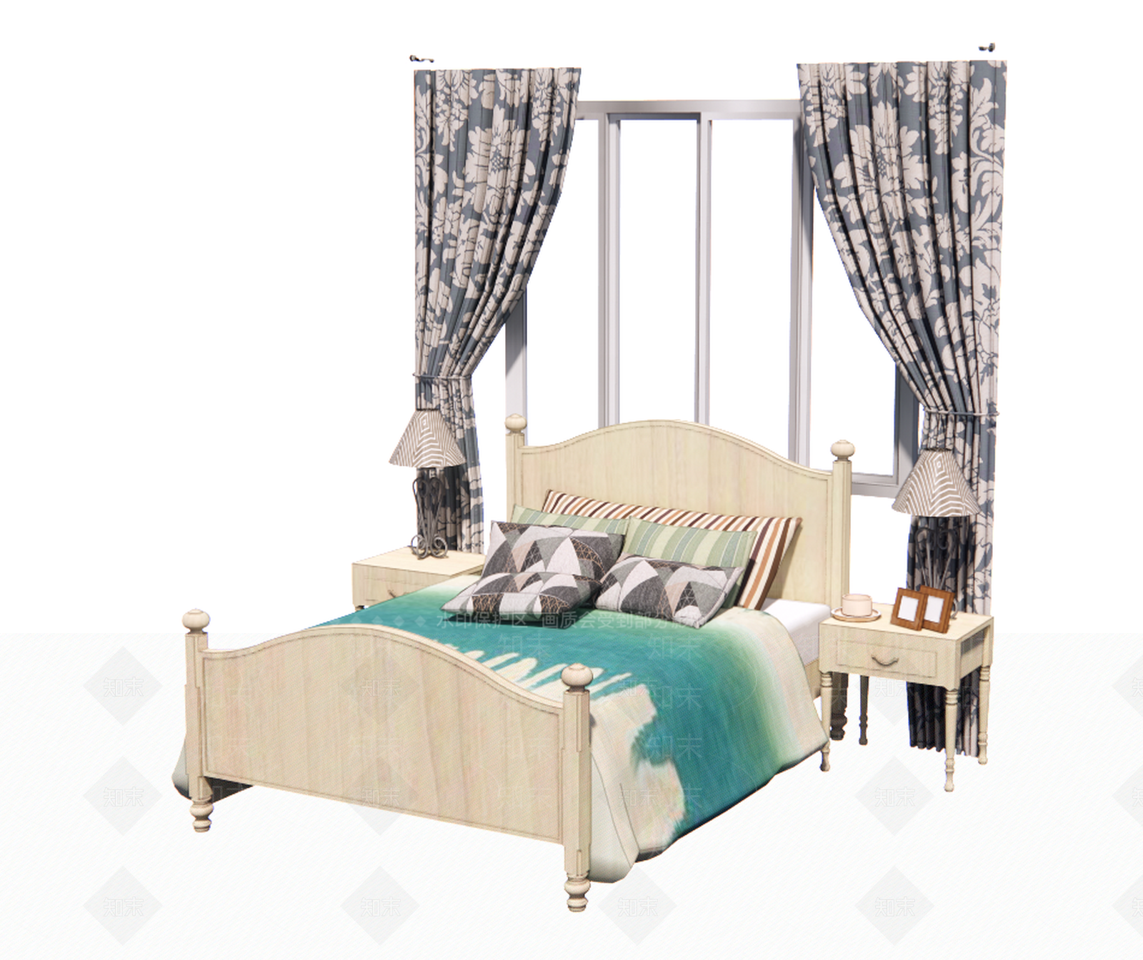 欧式单人床SU模型下载【ID:595725201】