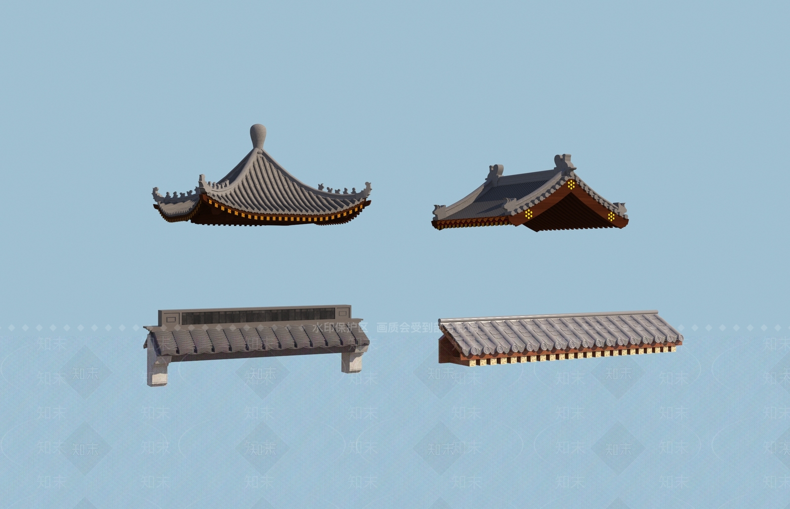 中式古建屋顶3D模型下载【ID:595725631】