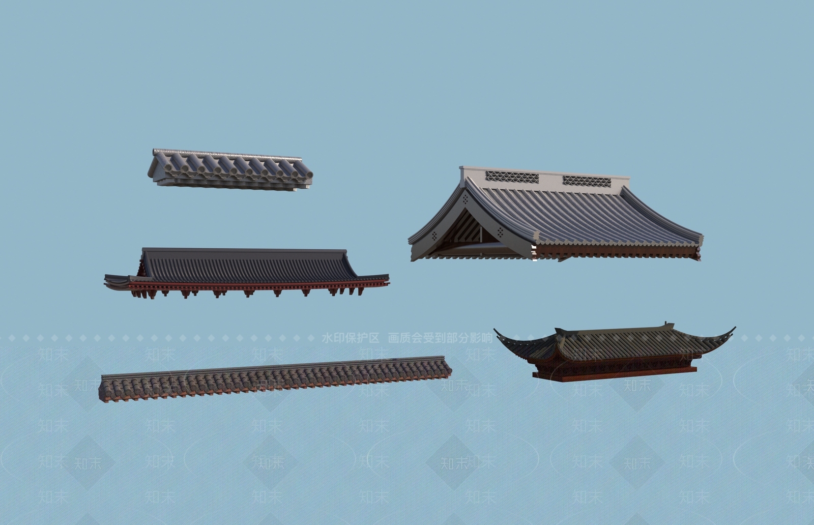 中式古建屋顶3D模型下载【ID:295725856】