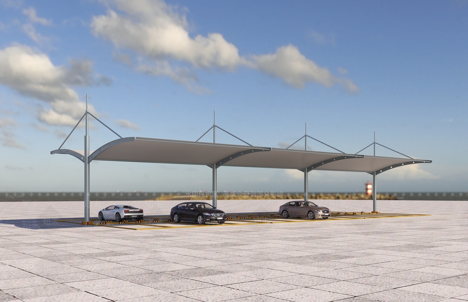 现代车棚3D模型下载【ID:995729773】