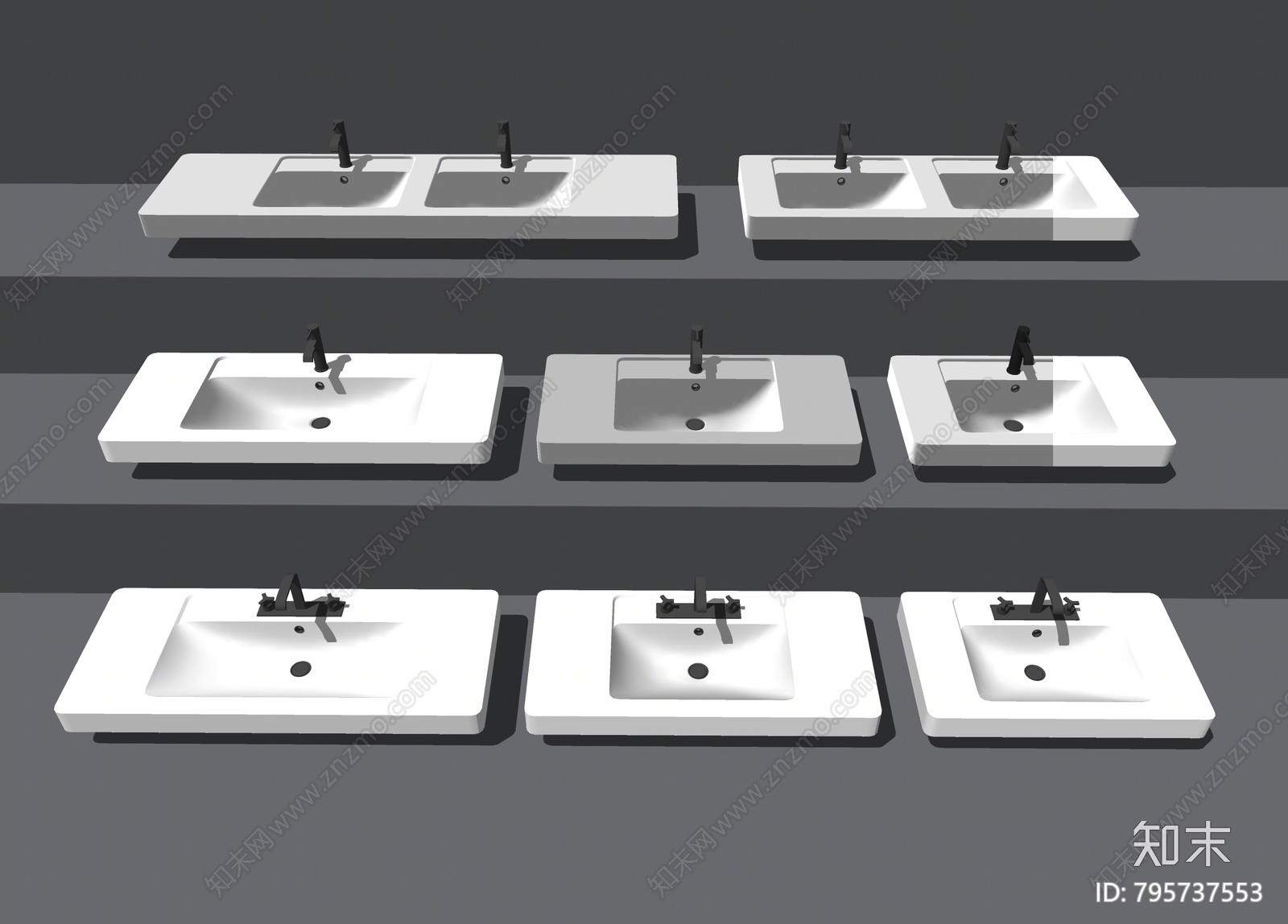 现代洗手盆SU模型下载【ID:795737553】