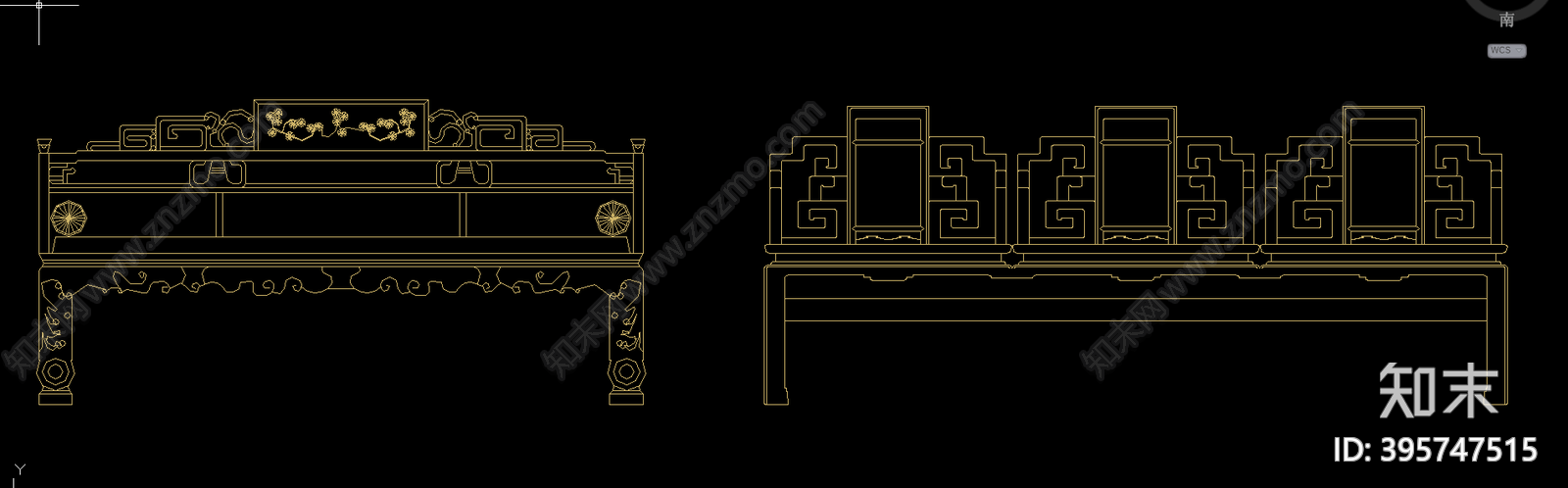 中式红木沙发施工图下载【ID:395747515】