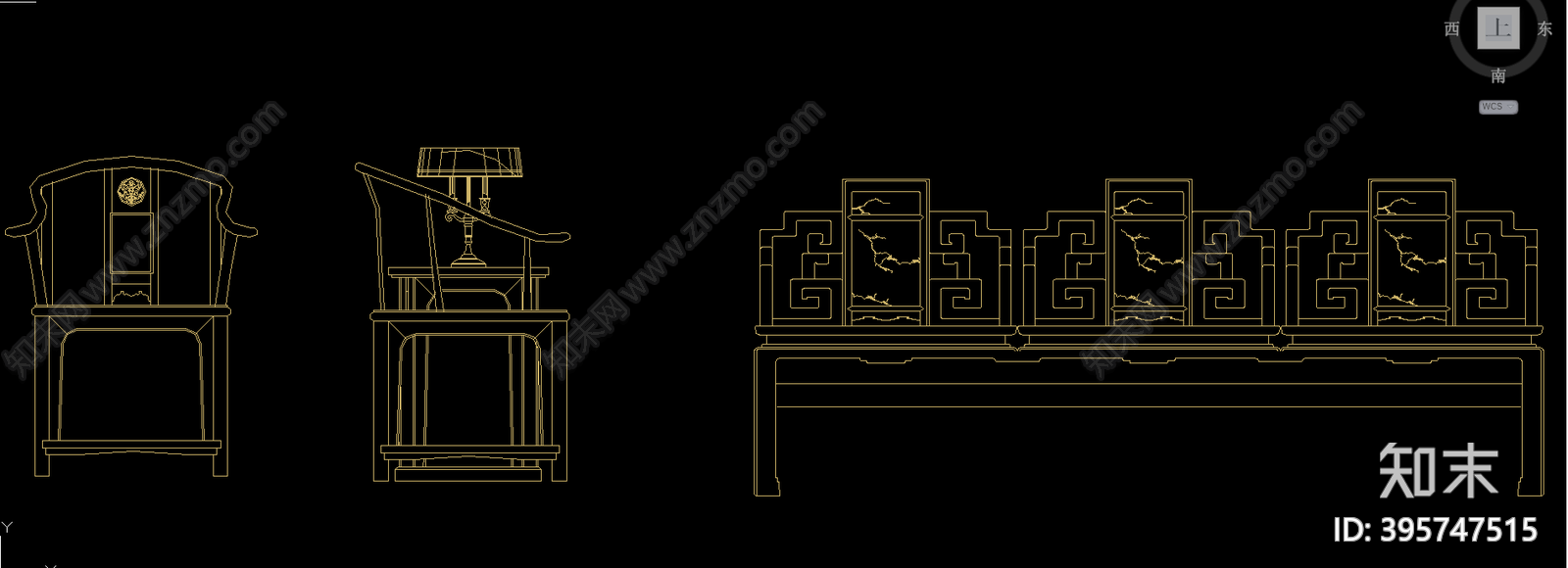 中式红木沙发cad施工图下载【ID:395747515】