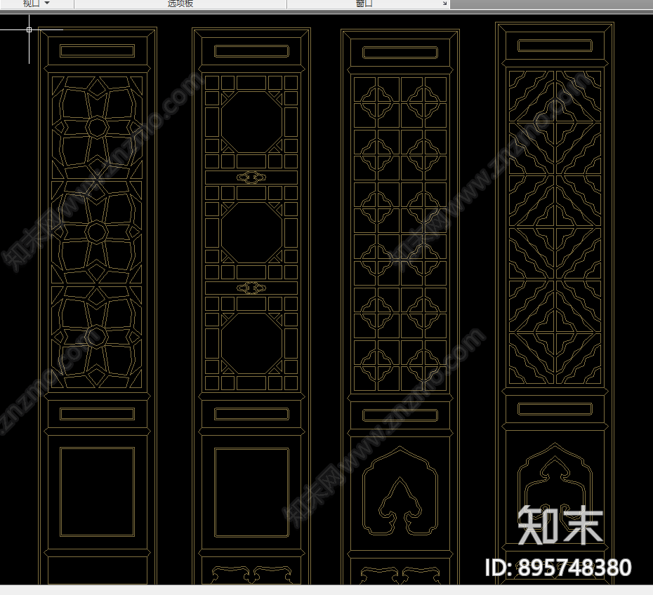 中式隔断立面图库大全cad施工图下载【ID:895748380】