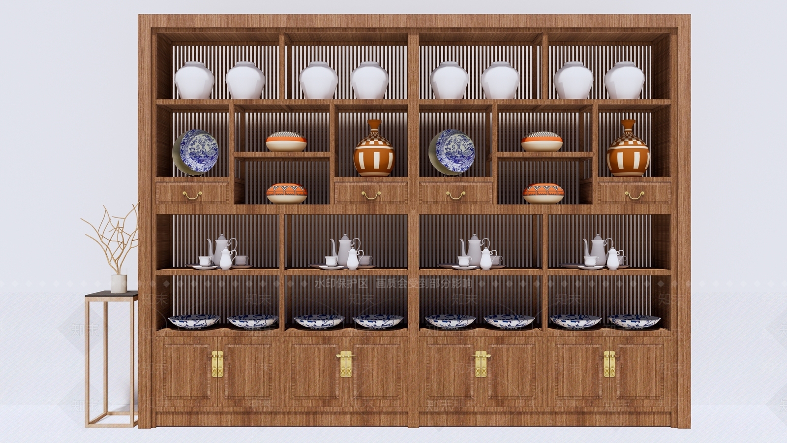 中式展示架SU模型下载【ID:295749525】
