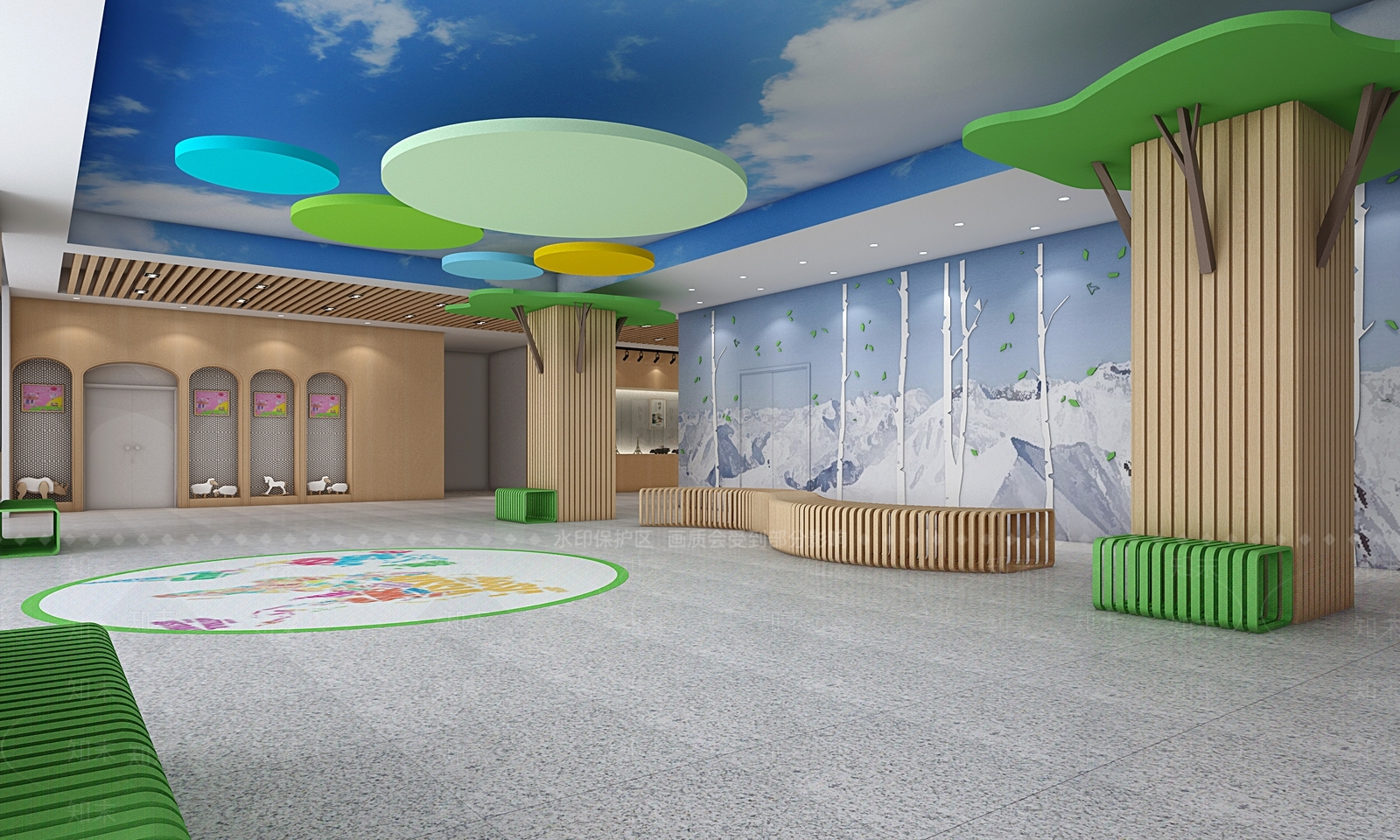 现代学校走廊3D模型下载【ID:895755287】