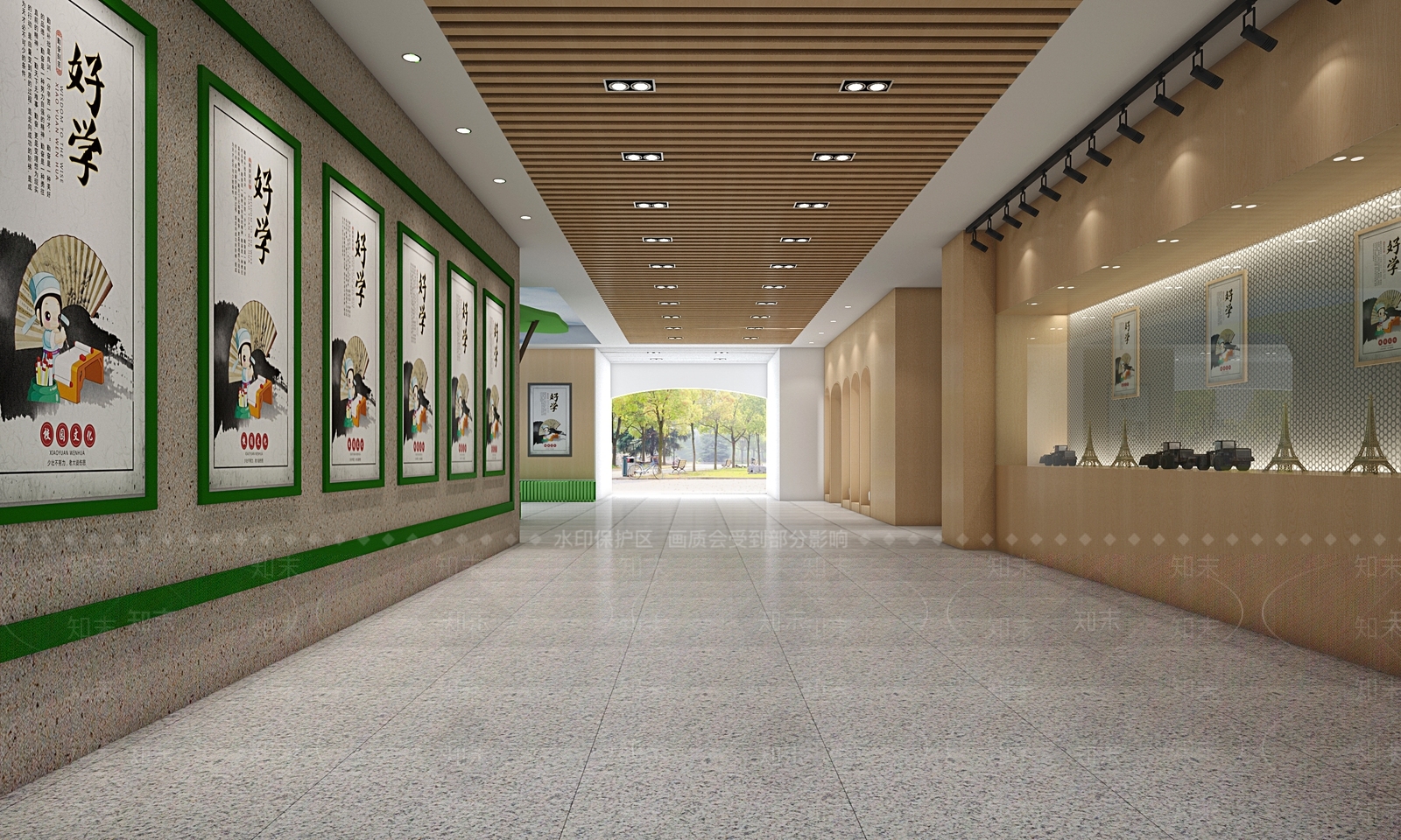 现代学校走廊3D模型下载【ID:895755287】