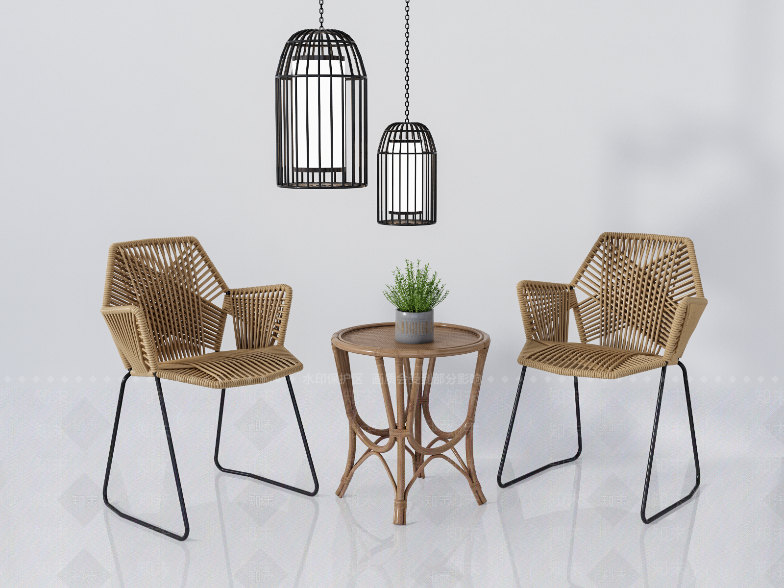 现代户外藤椅SU模型下载【ID:195760326】