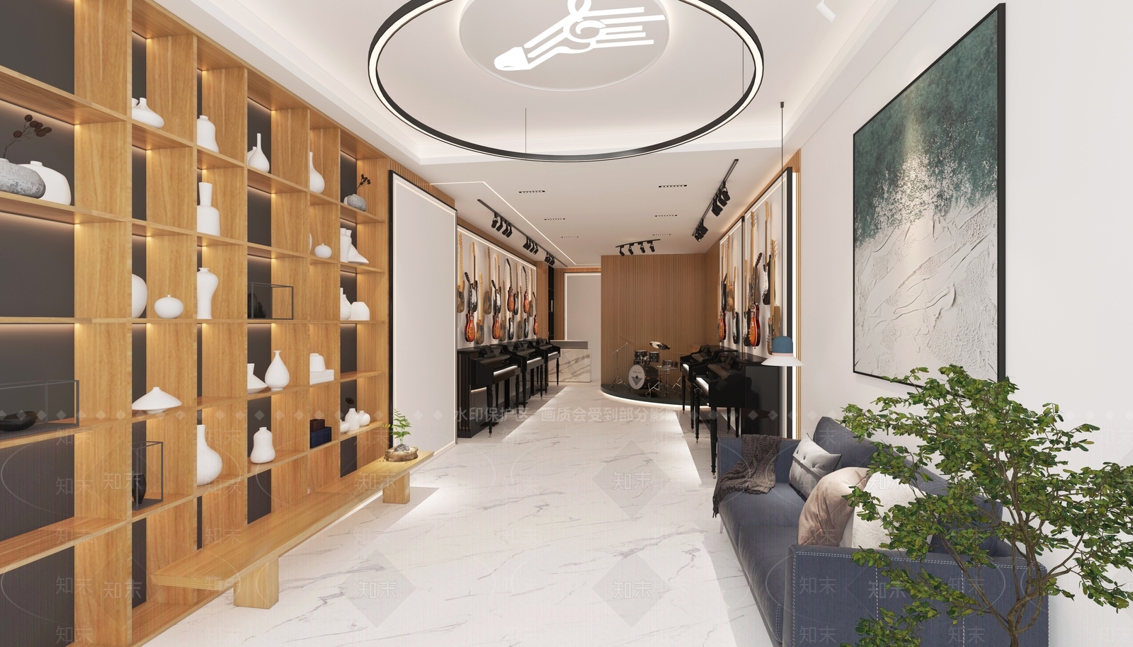 现代琴行商业空间3D模型下载【ID:395762427】