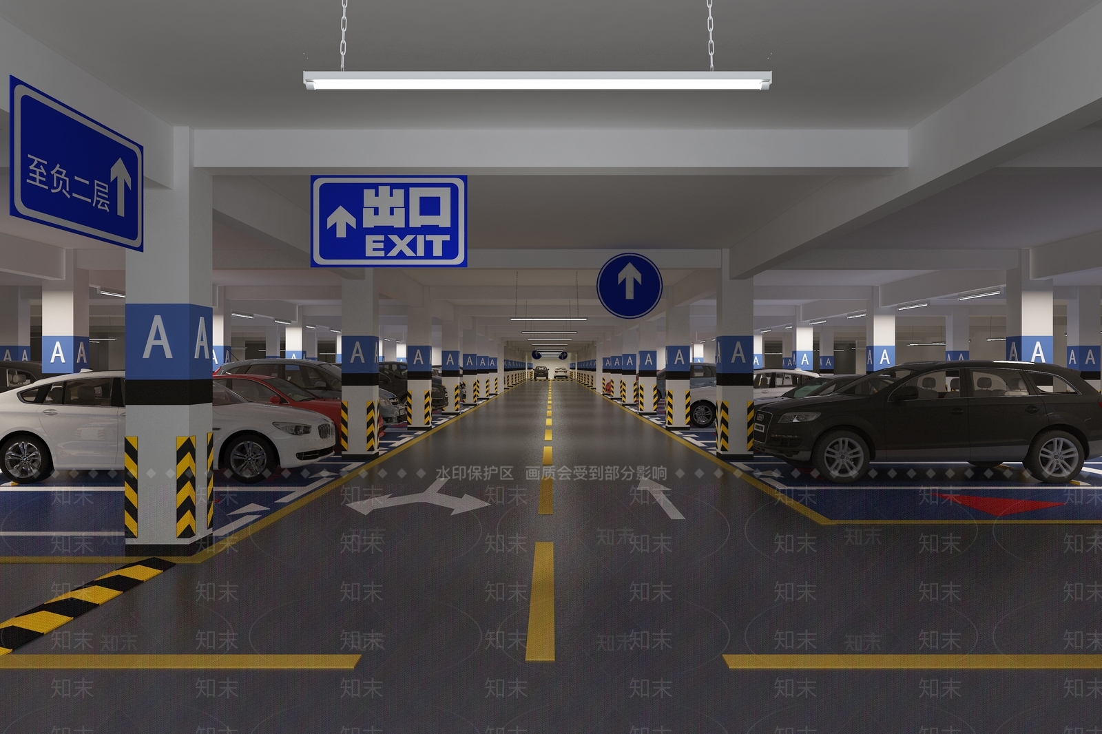 现代地下停车场3D模型下载【ID:595771985】