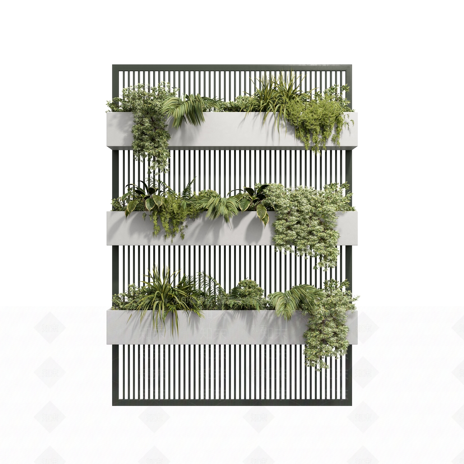 现代绿植墙3D模型下载【ID:395784898】