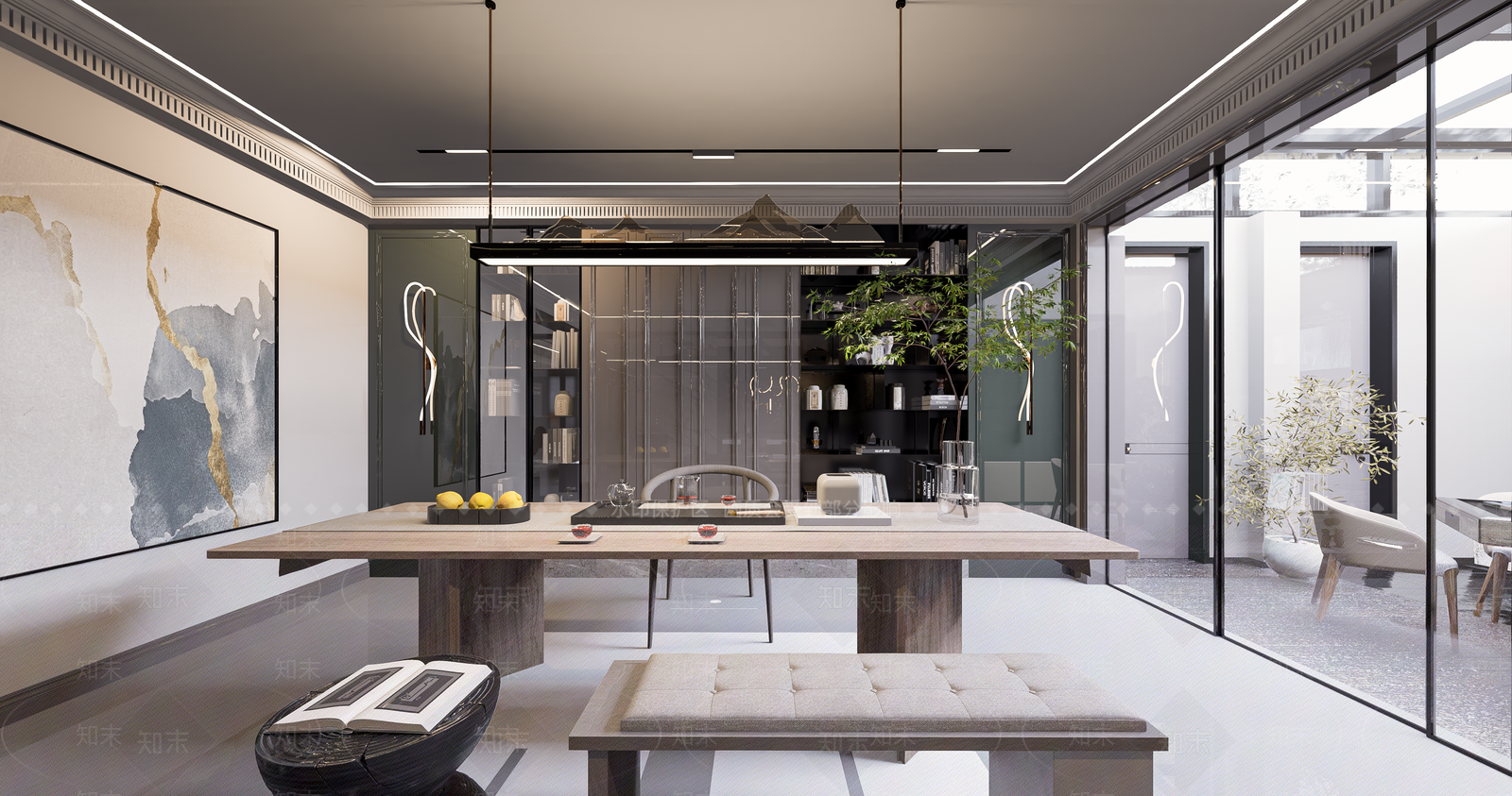 简欧茶室3D模型下载【ID:295785564】