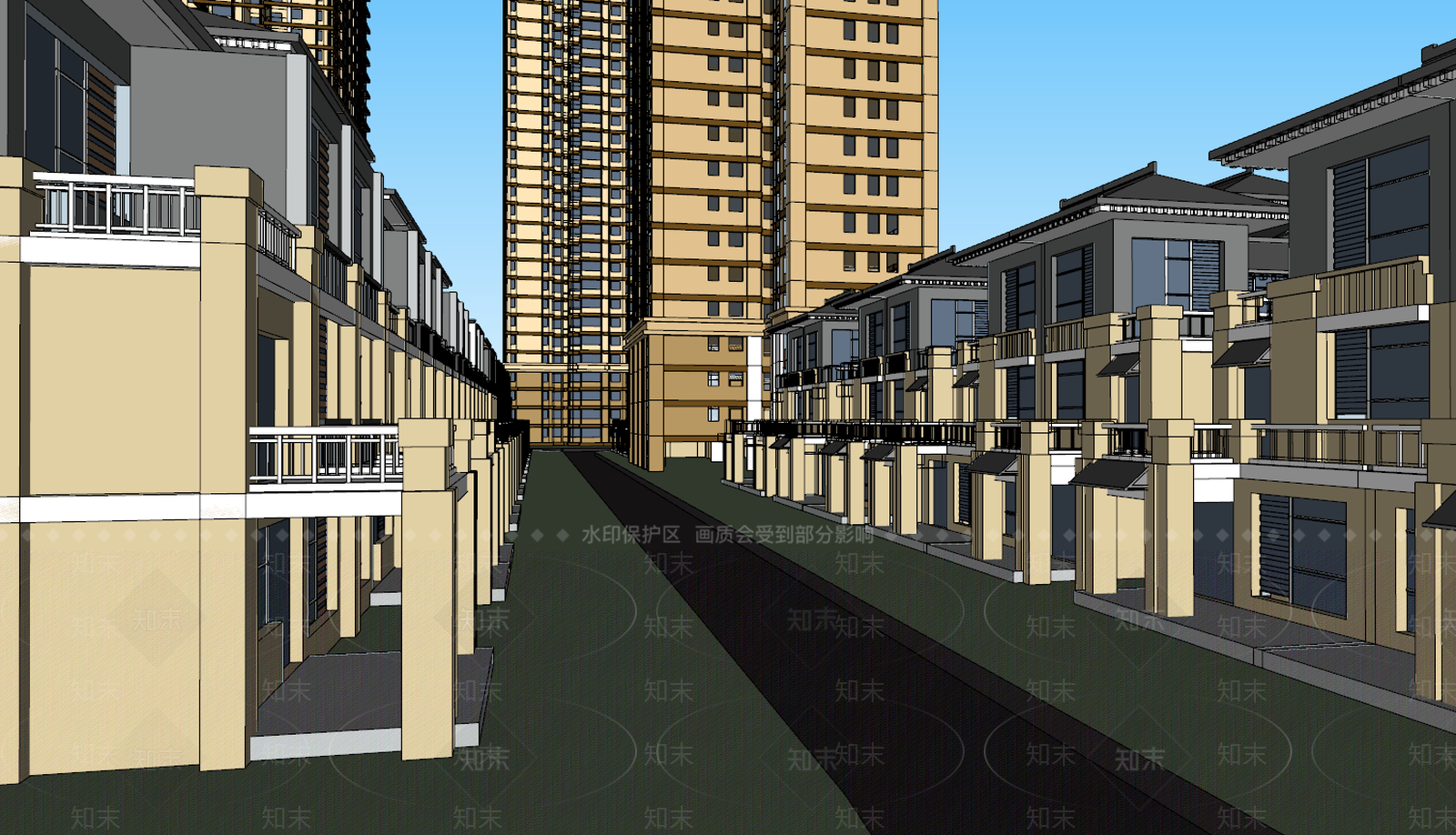 现代小区建筑SU模型下载【ID:395790122】