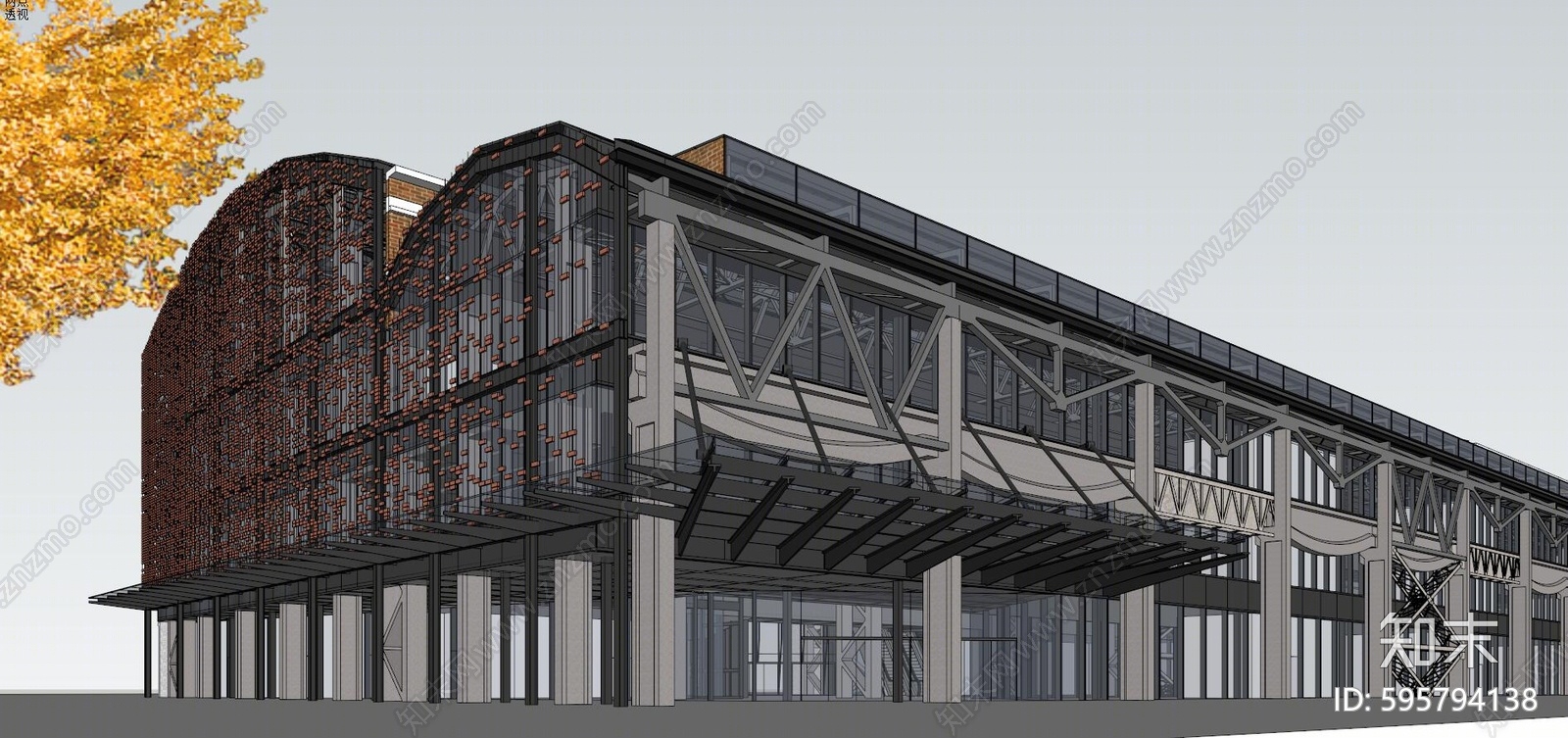 工业风文化场馆SU模型下载【ID:595794138】