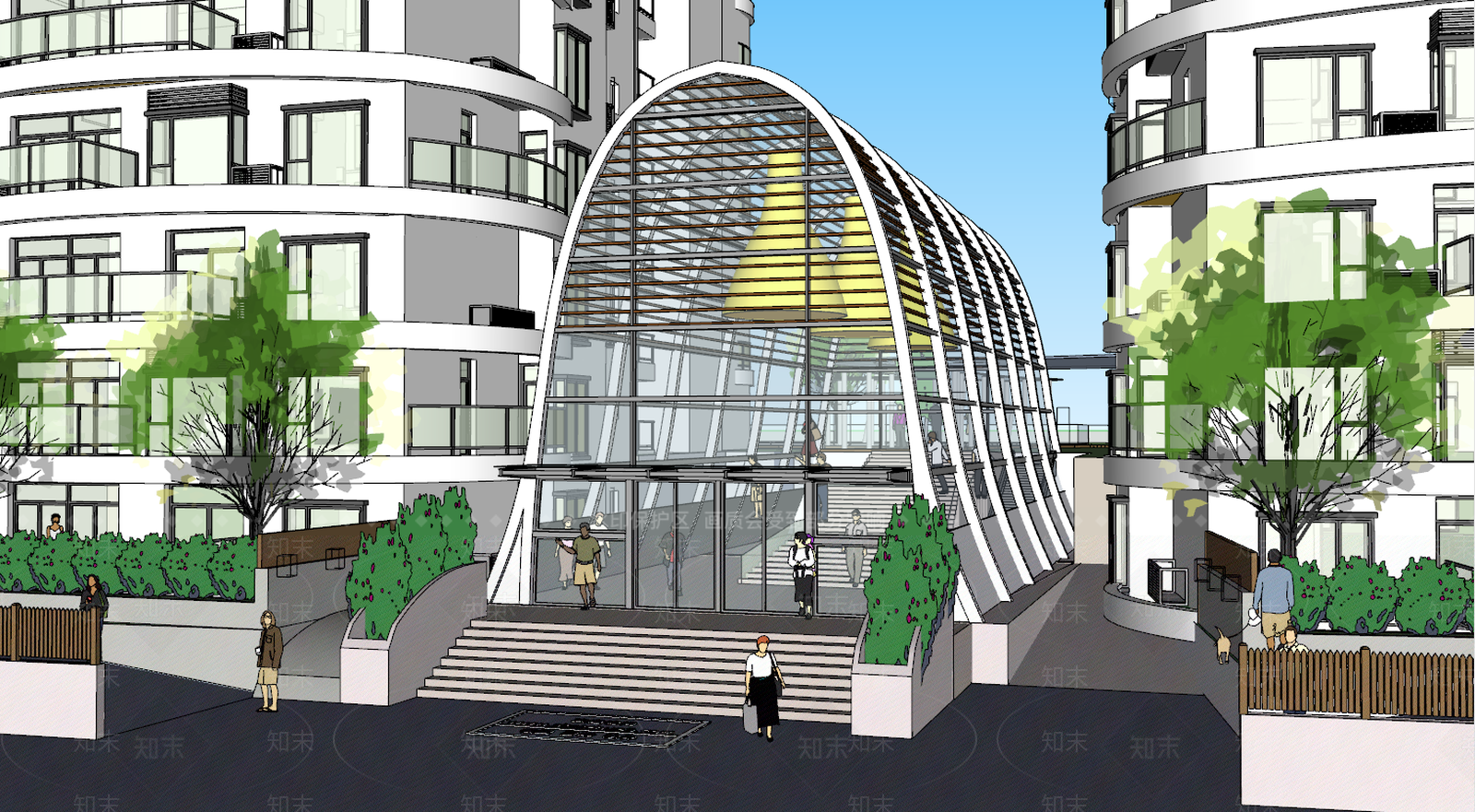 现代高层住宅SU模型下载【ID:895796791】