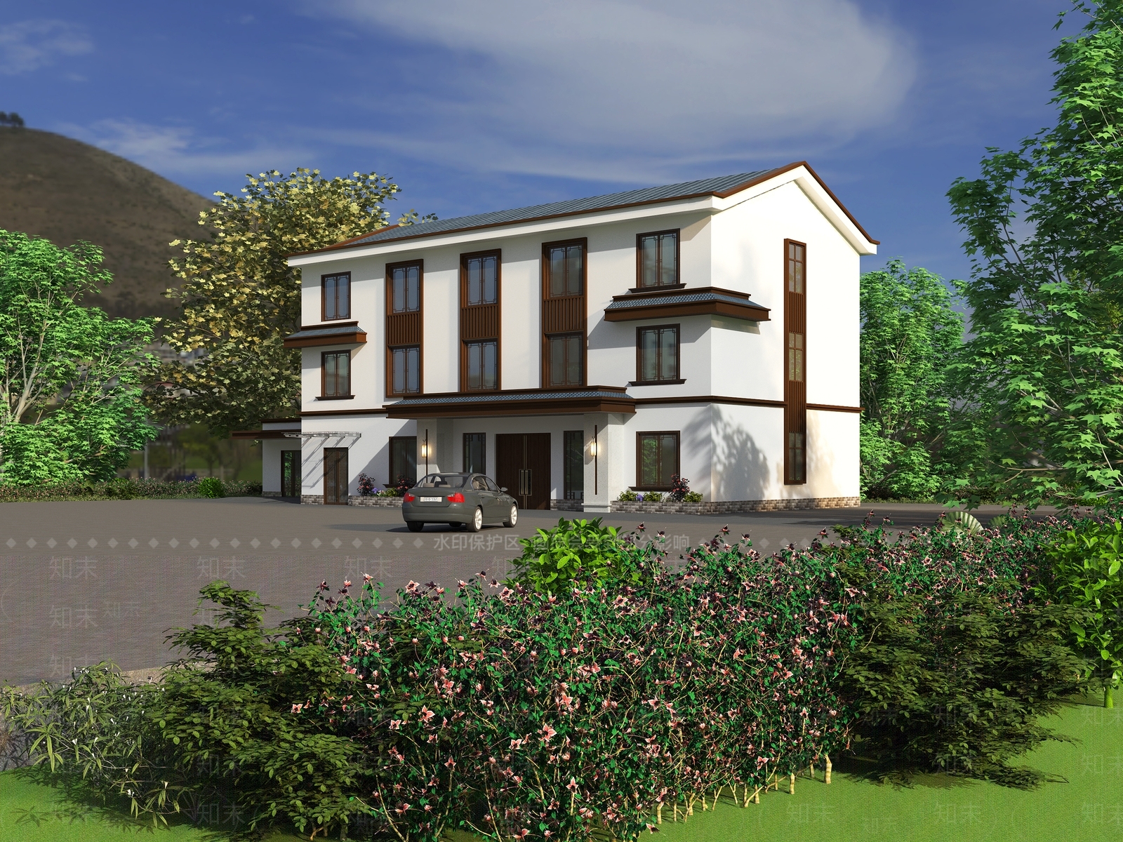 中式古建筑外观3D模型下载【ID:295797878】