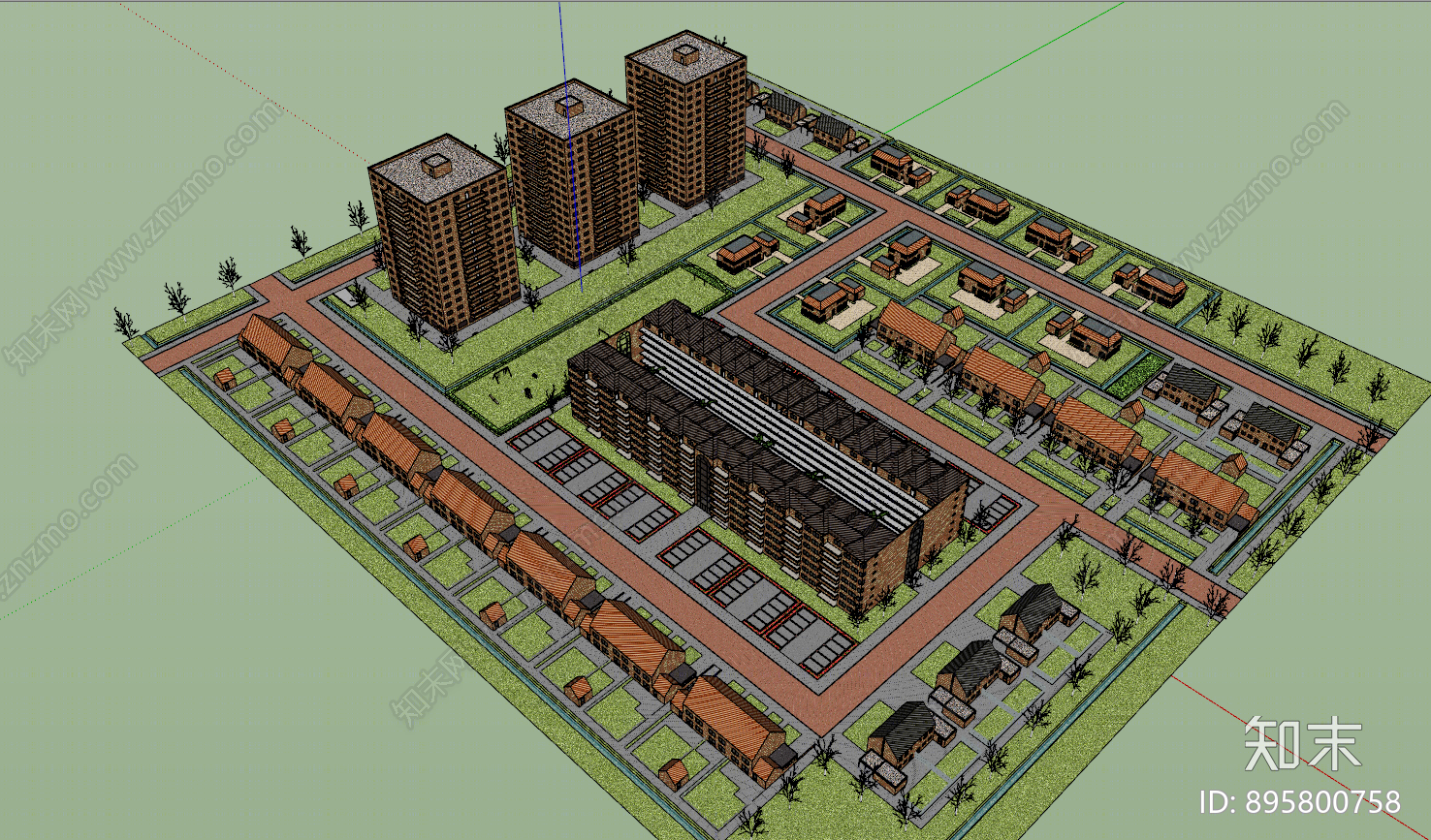 工业风小区建筑SU模型下载【ID:895800758】