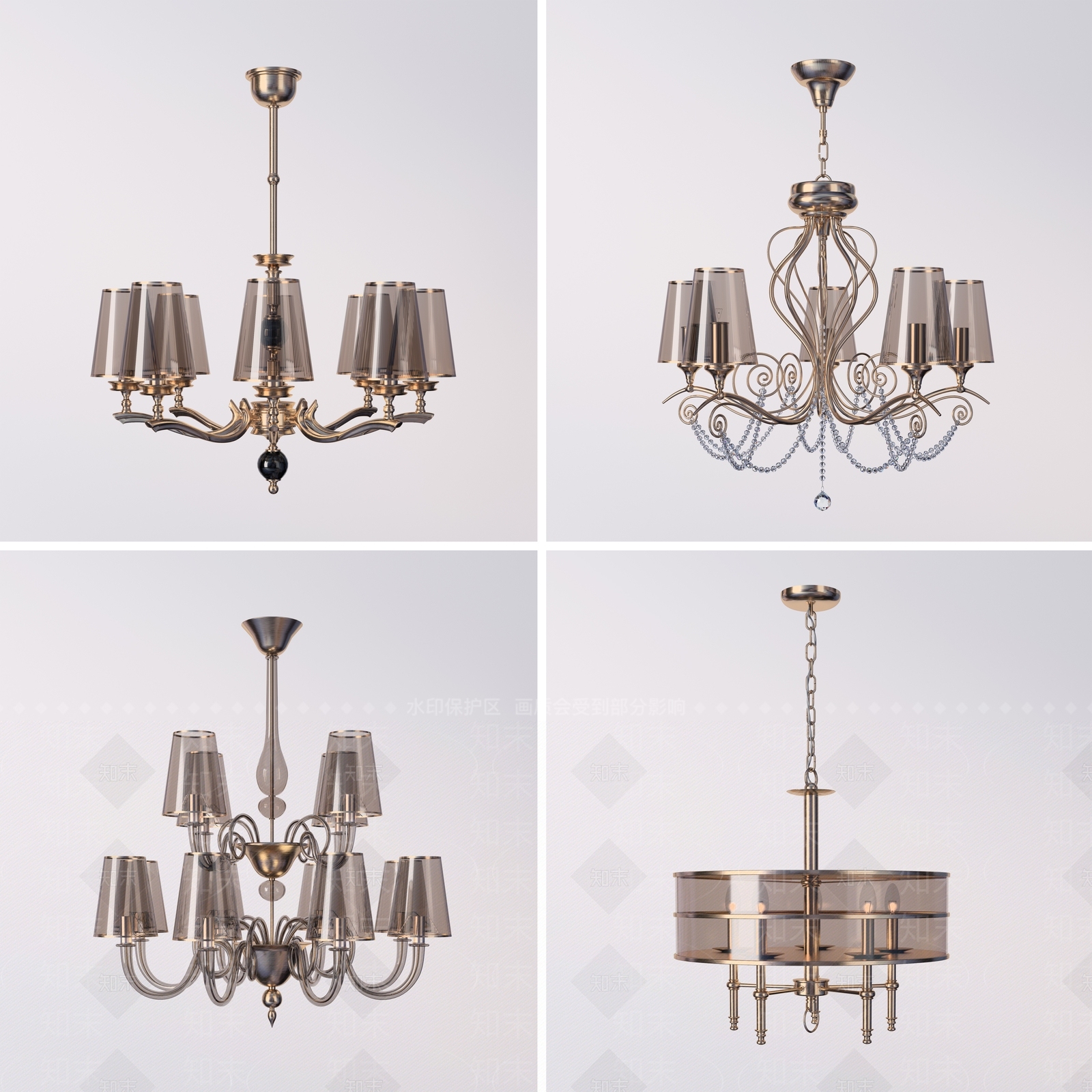 欧式古典吊灯3D模型下载【ID:595800869】