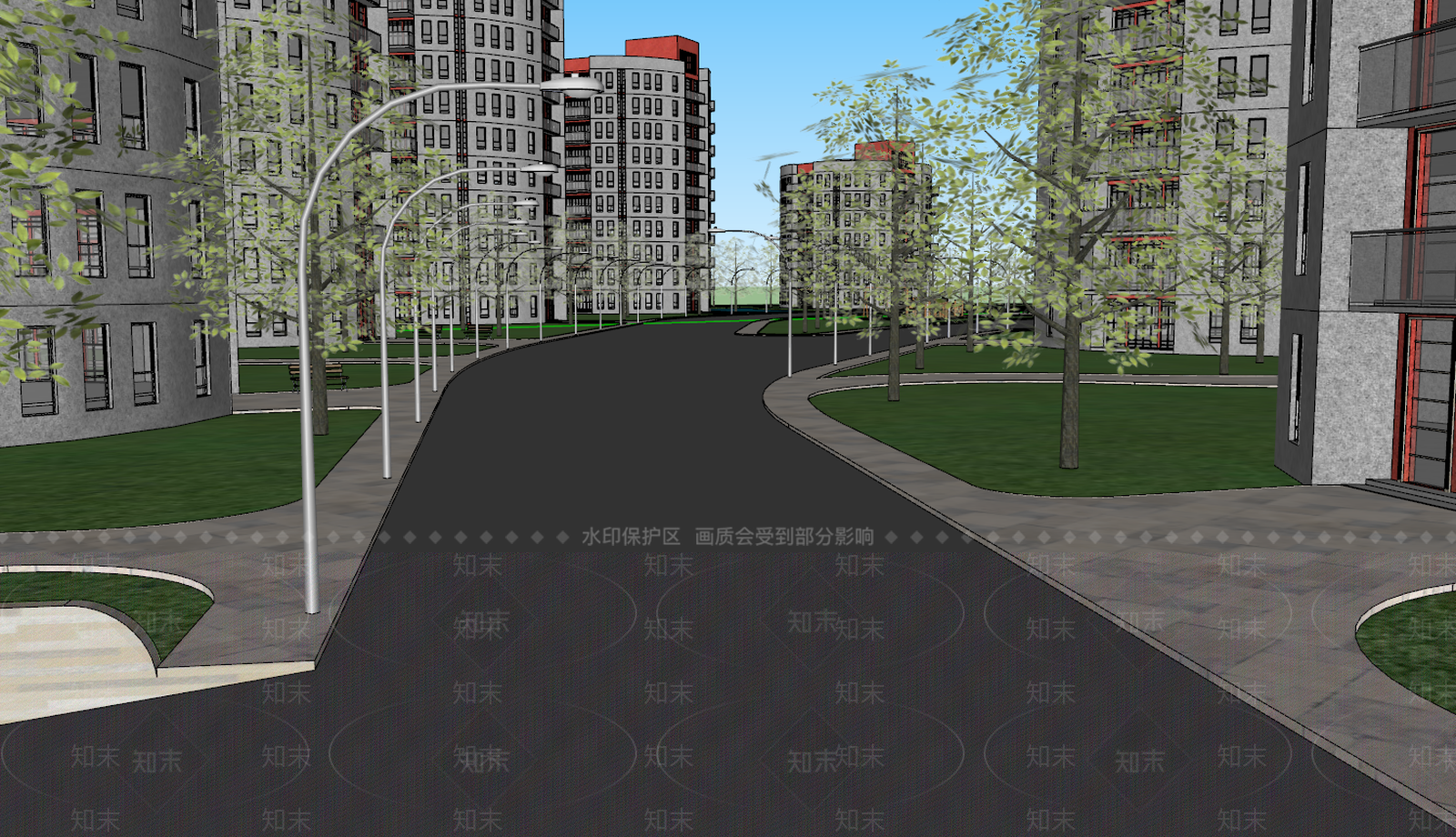 现代小区建筑SU模型下载【ID:895802790】