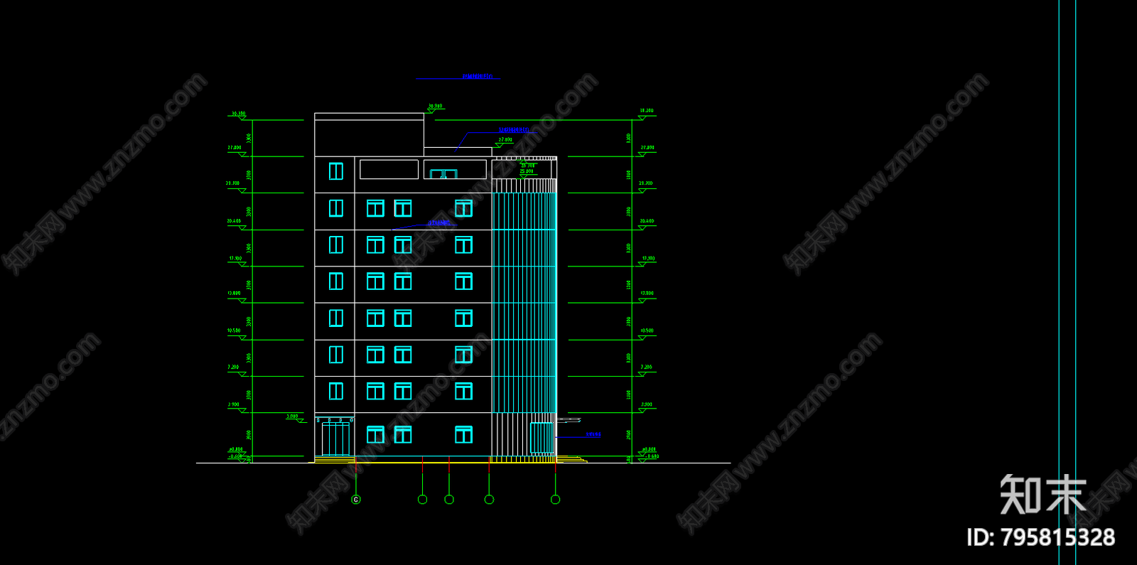 一字型办公楼框架施工图下载【ID:795815328】