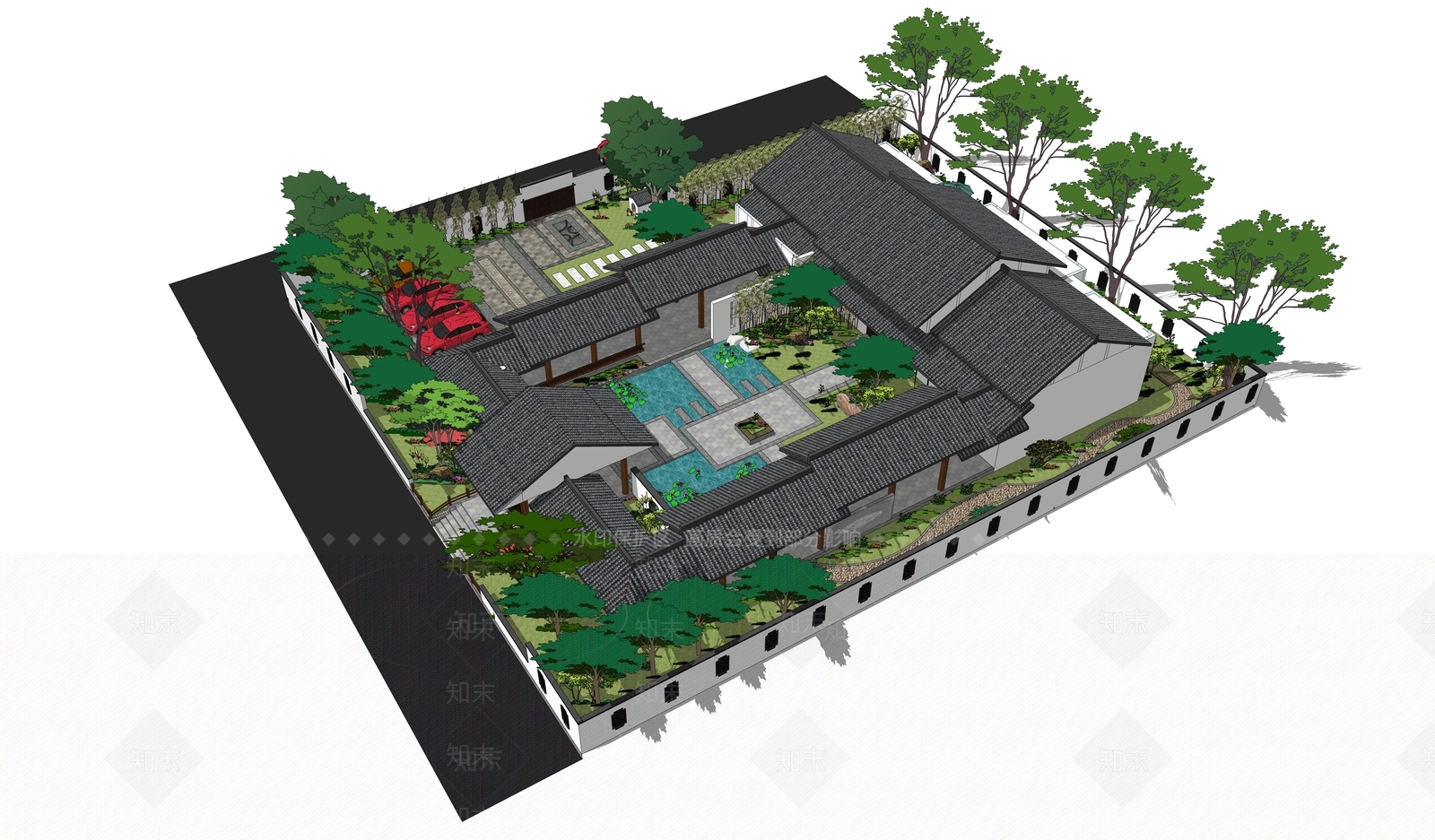 中式四合院SU模型下载【ID:895817288】